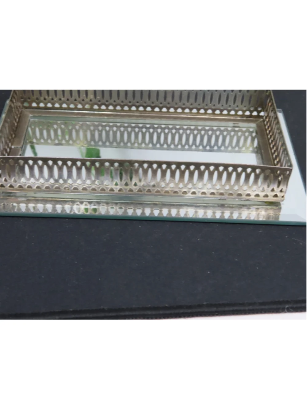 Vintage Art Deco Mirrored Jewelry Dresser Glass Vanity Tray Organizer